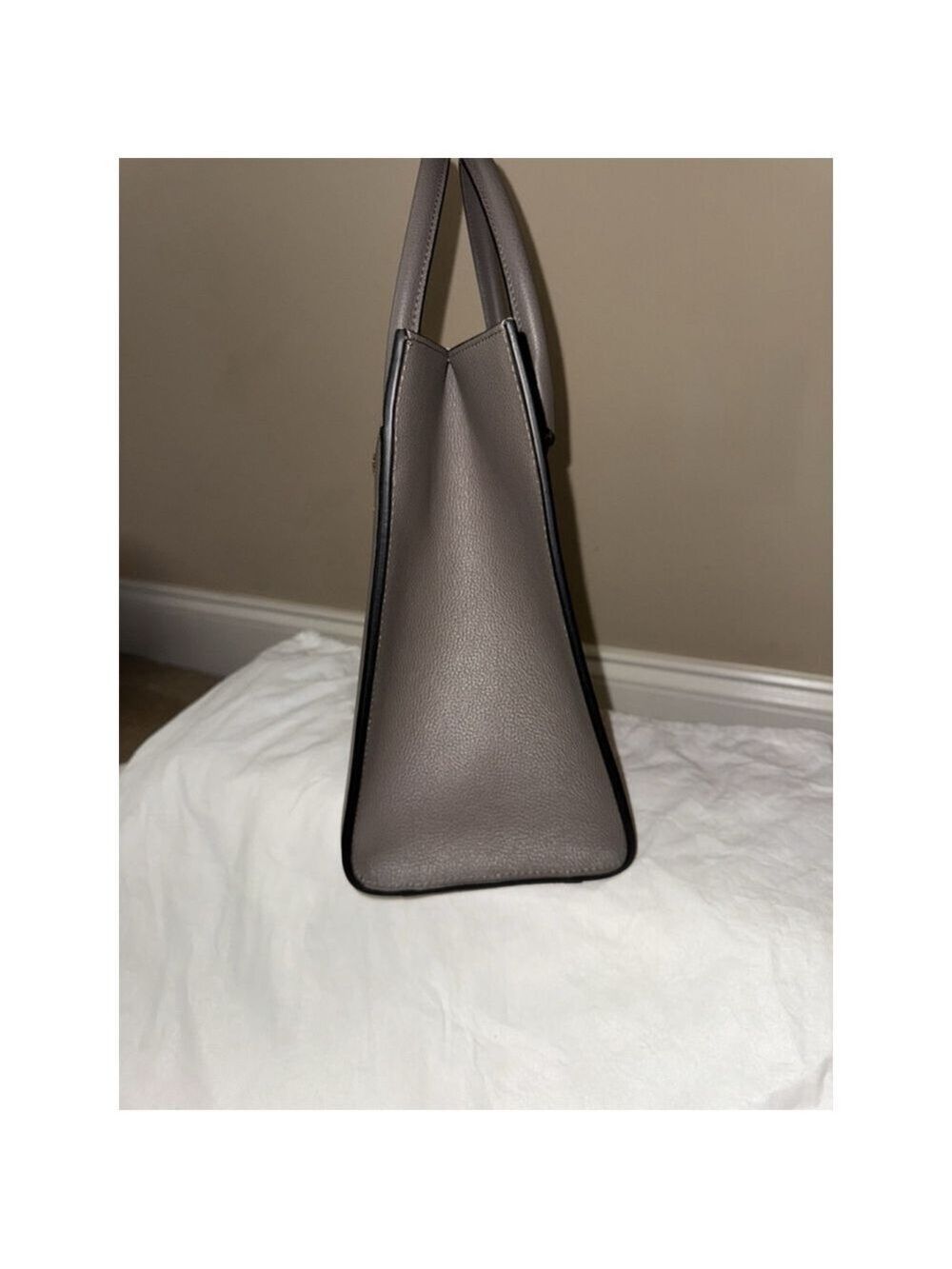 Versace Virtus Grainy Calf Leather Grey Large Top Handle Bag NWT $ 2100 Retail - Picture 8 of 10